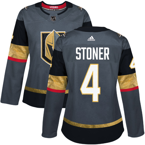 Adidas Golden Knights #4 Clayton Stoner Grey Home Authentic Women's Stitched NHL Jersey - Click Image to Close